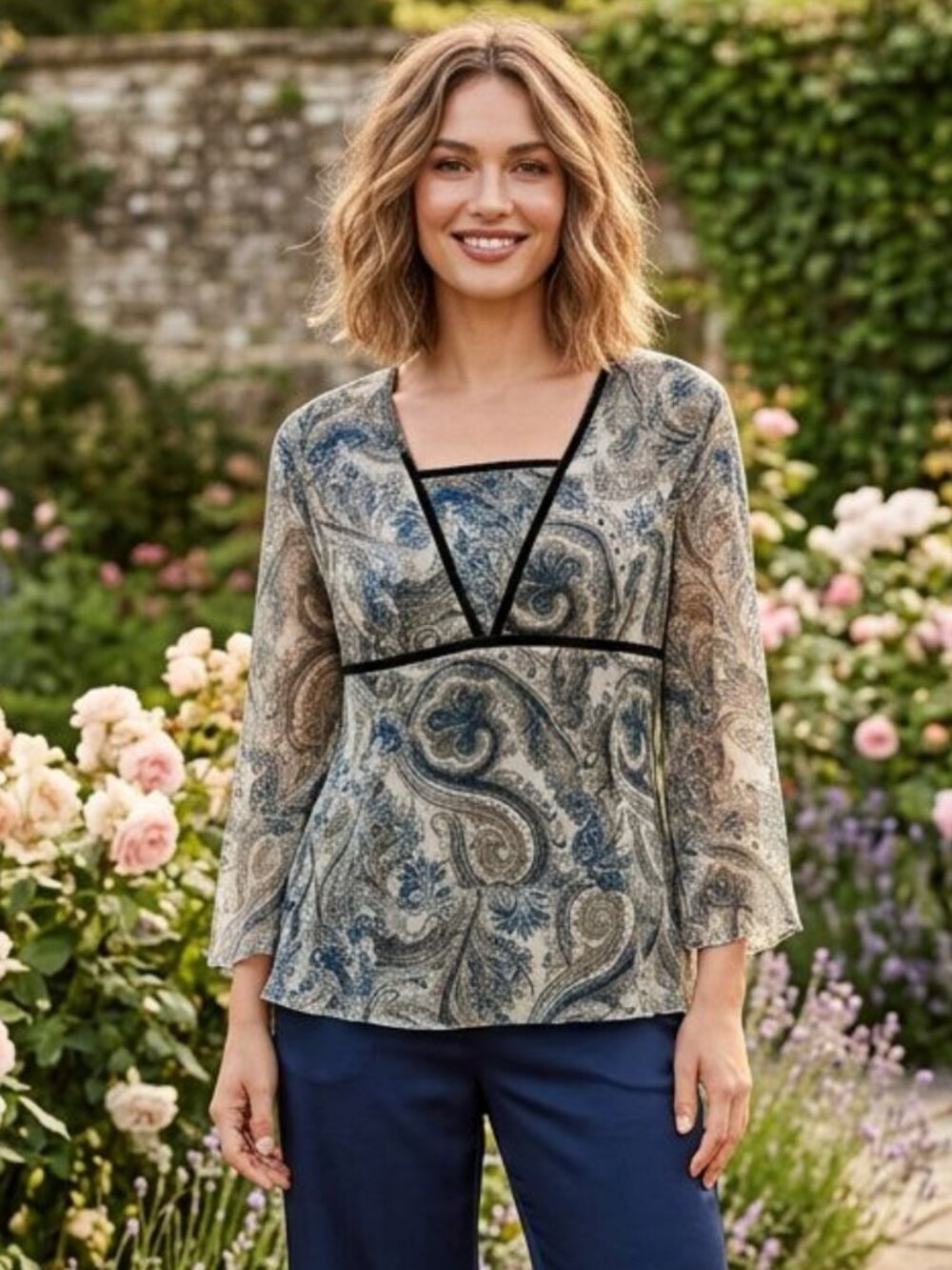 Vtg 90s Y2k Paisley Silk Velvet Kimono Fairy Blouse